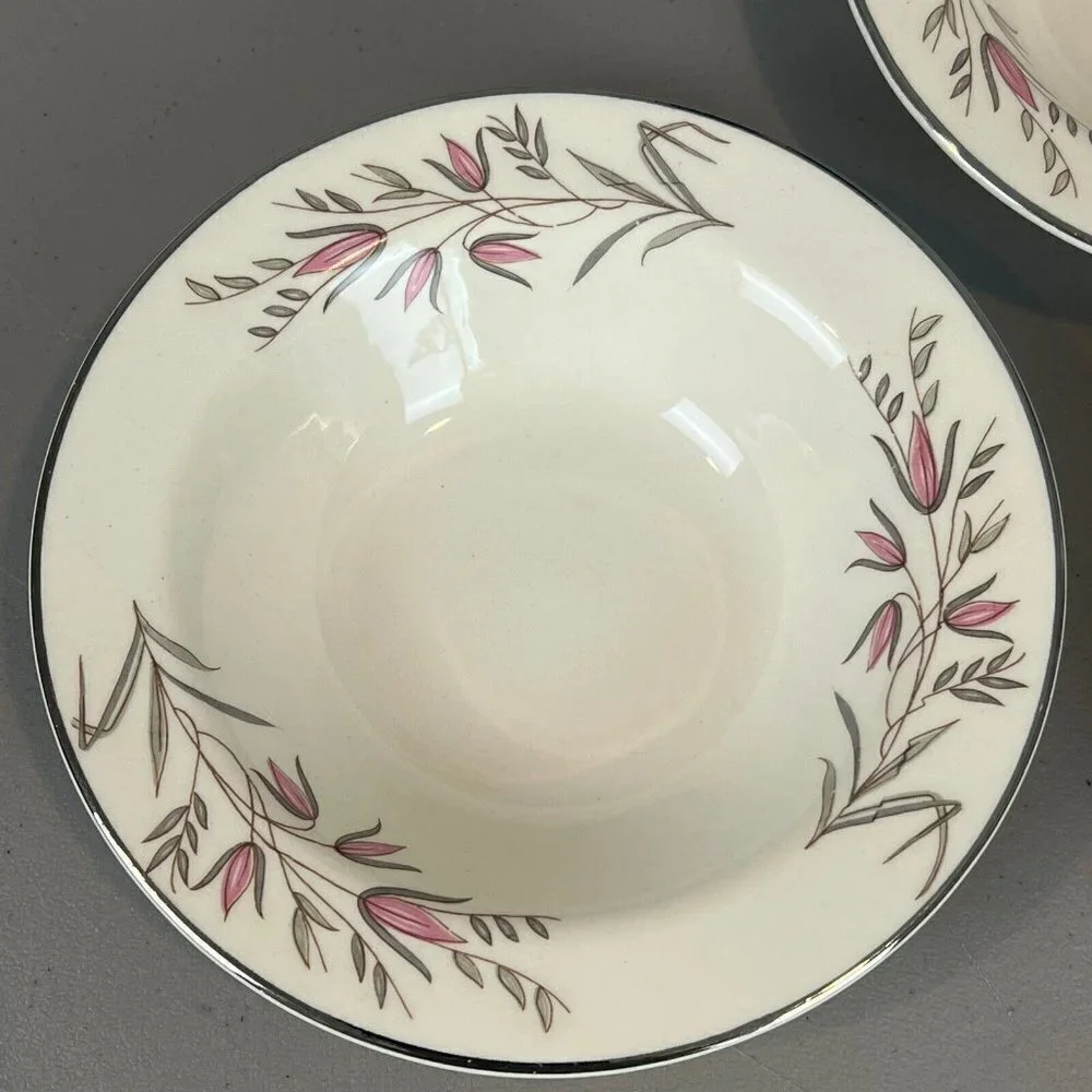 Edwin Knowles Park Lane 5 Rim Bowls Pink Flowers 6 3/8